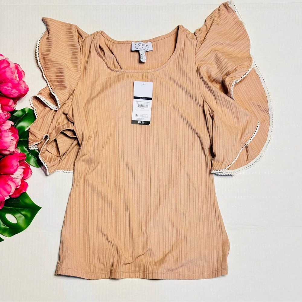 Sofia Jeans by Sofia Vergara Women's Ruffle Sleeve Shirt NEW